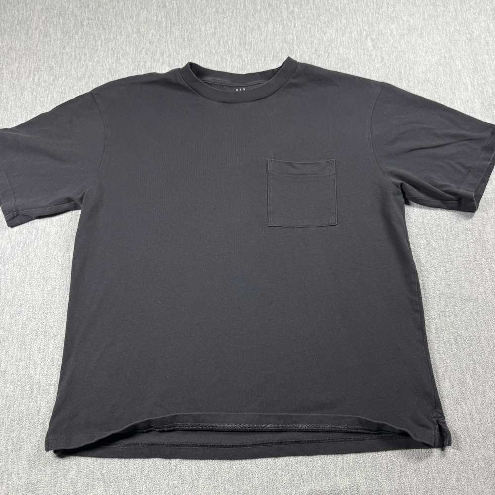 GAP T Shirt Mens L Black Heavyweight Cotton Pocket Moonless Night Crew Boxy Tee